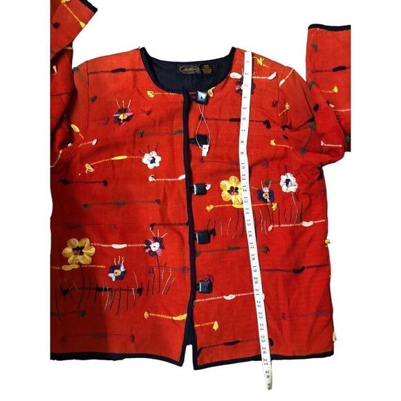 Allure cotton woven art to wear embroidered floral shacket size 14/16 L - Picture 9 of 11